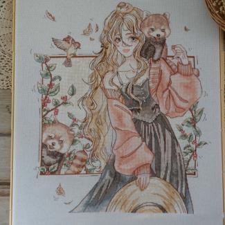 Xiutime Cross Stitch KitNO. 206Girl and Ailurus Fulgens