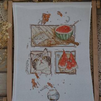 Xiutime Cross Stitch KitNO. 209Watermelon Cat